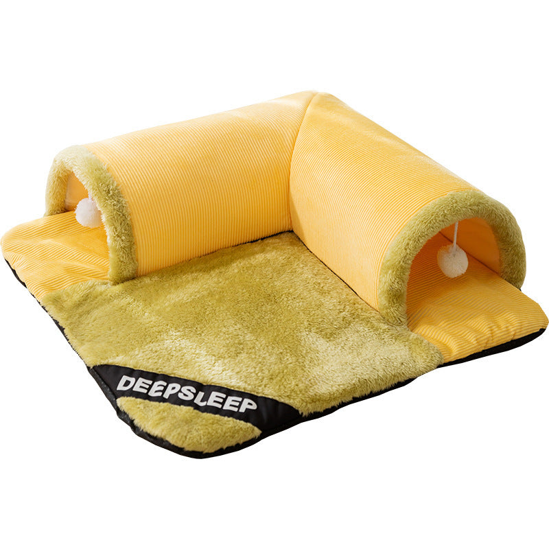 Warm Thickened Cat Nest Bed – Arctic Velvet & Sponge, Detachable & Washable, Multi-Size Pet House for Cats