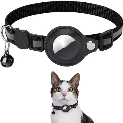 Reflective Nylon Collar with Airtag Holder – Waterproof Pet Tracker Case for Dogs & Cats, Adjustable Puppy & Kitten Collar
