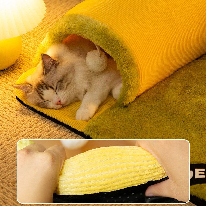 Warm Thickened Cat Nest Bed – Arctic Velvet & Sponge, Detachable & Washable, Multi-Size Pet House for Cats