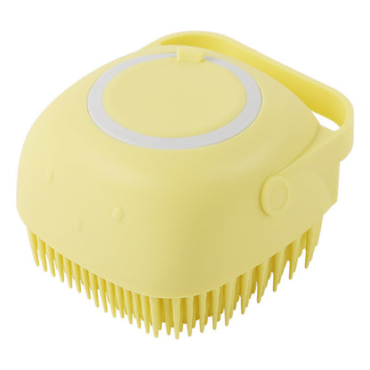 Silicone Dog Bath Brush with Shampoo Dispenser – Pet Grooming Massage Brush for Dogs & Cats, Soft Bath Scrubber Cleaning Tool