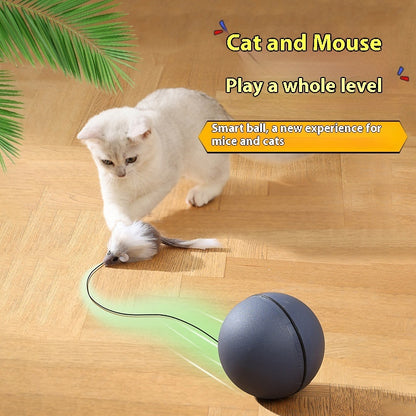 Interactive Cat Toy Mouse Teaser Ball – Smart Automatic Rolling Pet Ball for Cats & Dogs, Plush Mouse Hunting Game