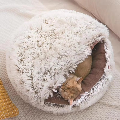 Winter Plush Cat Bed Round Donut Pet Cushion – Warm Cat House & Soft Dog Kennel for Small Pets