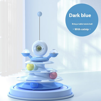4-Tier Cat Toy Tower with Rolling Balls – Interactive Turntable Track for Indoor Cats