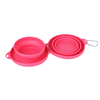 Portable Double Collapsible Dog Bowl with Non-Slip Silicone Mat – Foldable Travel Pet Food & Water Bowl for Dogs and Cats