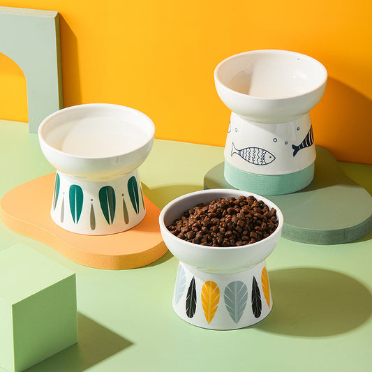 Elevated Ceramic Pet Bowl – Non-Slip Raised Cat & Dog Feeder
