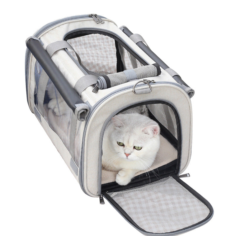 Outdoor Portable Pet Carrier Bag – Transparent Breathable Foldable Travel Backpack for Small Pets