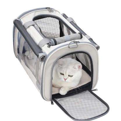 Outdoor Portable Pet Carrier Bag – Transparent Breathable Foldable Travel Backpack for Small Pets