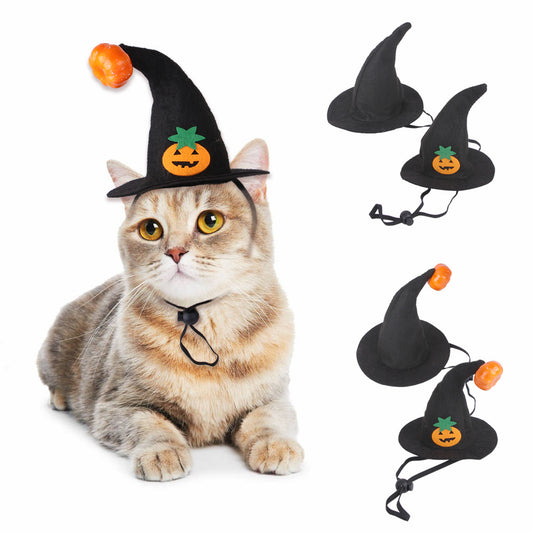 Halloween Cat Pumpkin Hat – Funny Pet Headgear Costume for Cats & Small Dogs, Adjustable Velvet Headwear