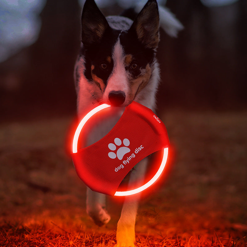 LED Light Up Dog Flying Disc – USB Rechargeable Glowing Frisbee Toy for Night Training, Interactive Fetch & Outdoor Play