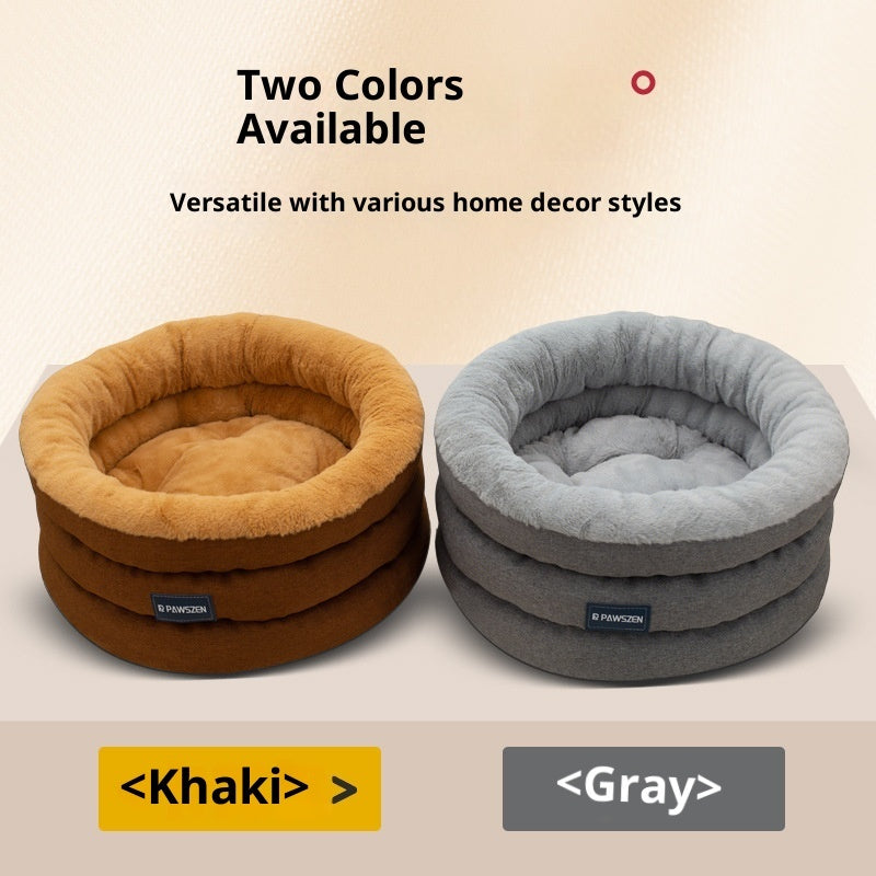 Round Cat Bed for Winter – Thickened Plush Kennel, Cozy Cloth Nest for Cats & Small Dogs