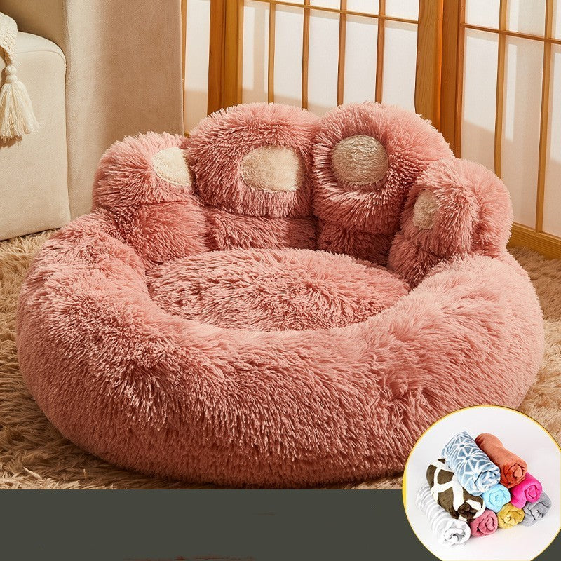 Warm Dog and Cat Bed Sofa, Fleece-Lined Kennel Mattress for Medium & Large Dogs, Cats, Corgi, Golden Retriever, Labrador, Samoyed, Cozy Winter Pet Nest