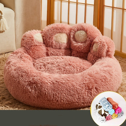 Warm Dog and Cat Bed Sofa, Fleece-Lined Kennel Mattress for Medium & Large Dogs, Cats, Corgi, Golden Retriever, Labrador, Samoyed, Cozy Winter Pet Nest