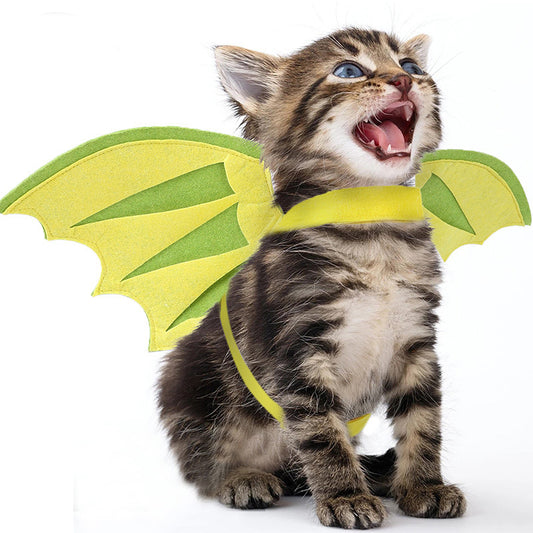 Halloween Pet Dinosaur Wings Costume – Green Felt Cosplay Outfit for Cats & Small Dogs