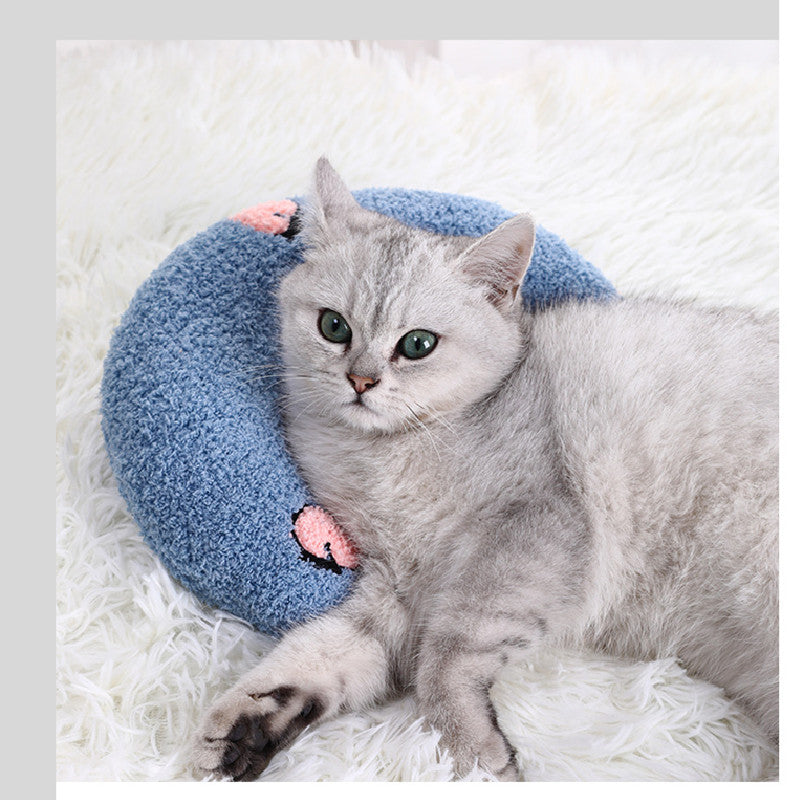 U-Shaped Cat & Dog Neck Support Pillow – Soft Pet Sleeping Cushion for Deep Comfort