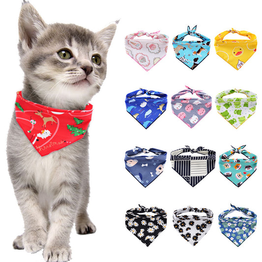 Adjustable Cotton Dog Cat Bandana Triangle Scarf - Soft Pet Neckerchief for Small Medium Large Dogs & Cats