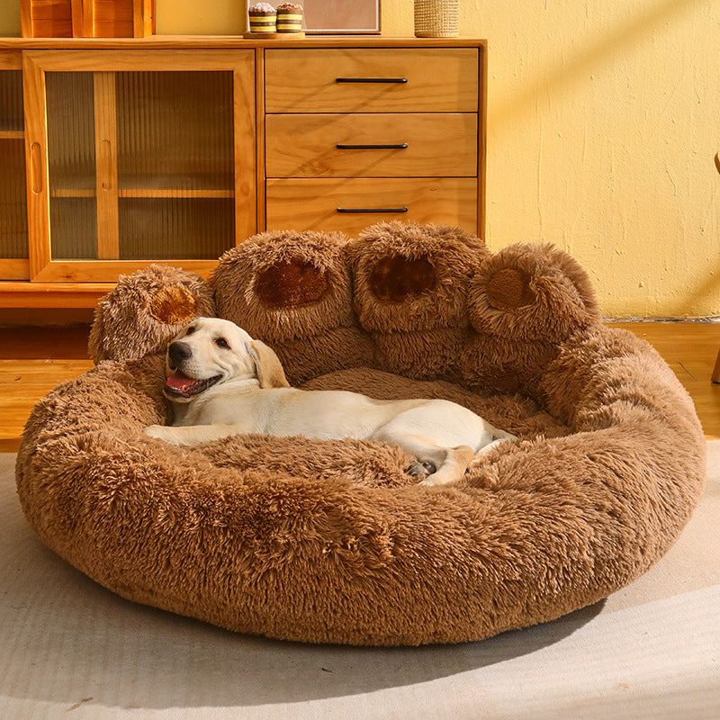 Warm Dog and Cat Bed Sofa, Fleece-Lined Kennel Mattress for Medium & Large Dogs, Cats, Corgi, Golden Retriever, Labrador, Samoyed, Cozy Winter Pet Nest