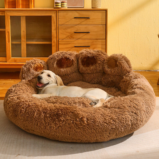 Warm Dog and Cat Bed Sofa, Fleece-Lined Kennel Mattress for Medium & Large Dogs, Cats, Corgi, Golden Retriever, Labrador, Samoyed, Cozy Winter Pet Nest