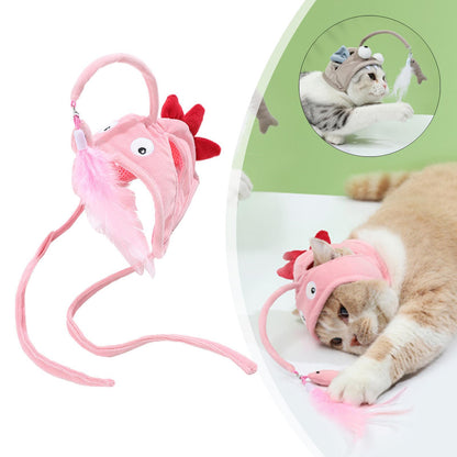 Head-Mounted Feather Cat Toy Stick – Interactive Funny Teaser for Cats