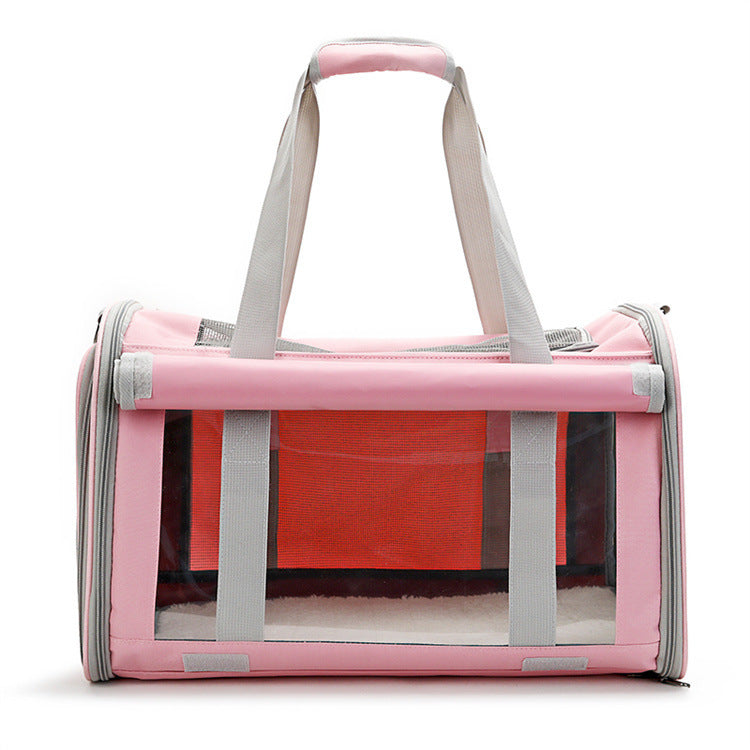 Outdoor Portable Pet Carrier Bag – Transparent Breathable Foldable Travel Backpack for Small Pets