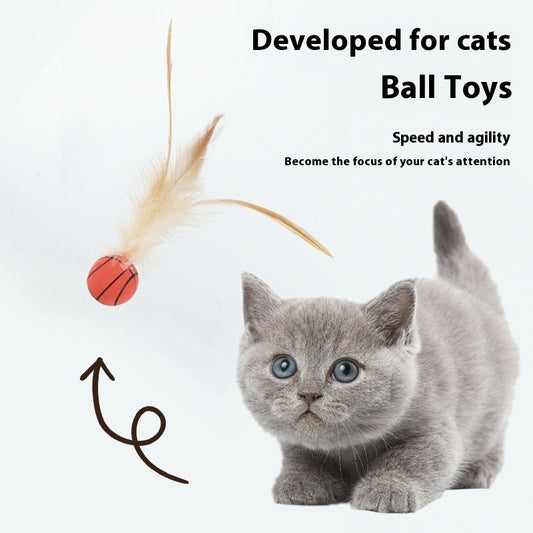 Elastic Chicken Fur Ball Cat Toy – Bouncy Interactive Self-Hitting Pet Toy