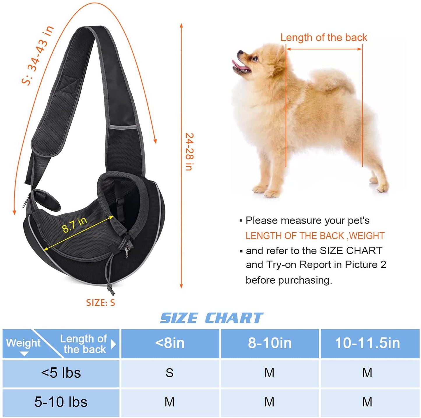 Portable Pet Carrier Crossbody Bag – Breathable Dog & Cat Sling Travel Bag