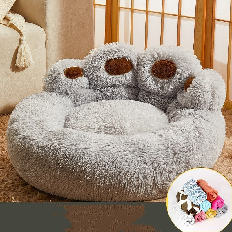Warm Dog and Cat Bed Sofa, Fleece-Lined Kennel Mattress for Medium & Large Dogs, Cats, Corgi, Golden Retriever, Labrador, Samoyed, Cozy Winter Pet Nest
