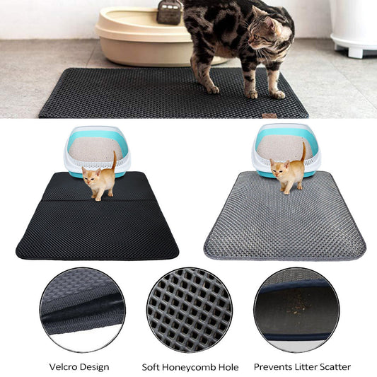 Double Layer Cat Litter Mat – Waterproof Litter Trapping Pad for Cats, Easy Clean Pet Bed Mat