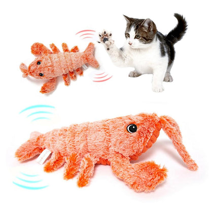 Electric Jumping Shrimp Cat Toy – USB Rechargeable Plush Simulation Lobster with Flopping Tail for Interactive Pet Play