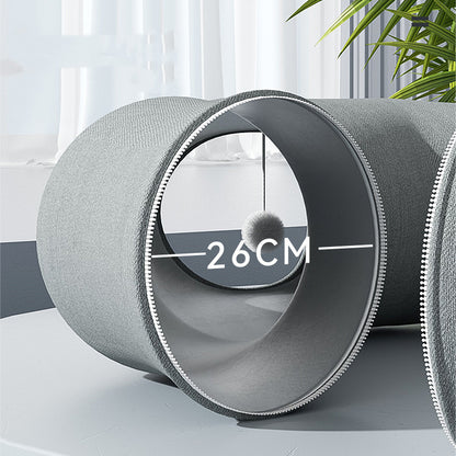Cat Tunnel Bed Donut Tunnel for Indoor Cats, Foldable Cat Tunnel Nest with Cushion, Removable & Washable Cat Hideout Play Tube, Collapsible Pet Tunnel House for Kittens & Fat Cats